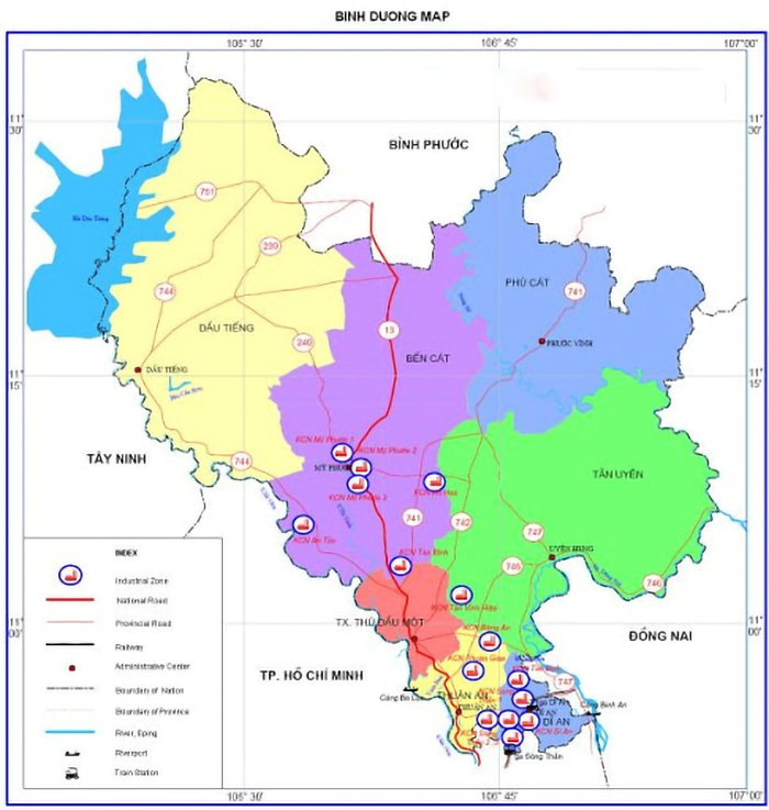 bản đồ huyện dầu tiếng